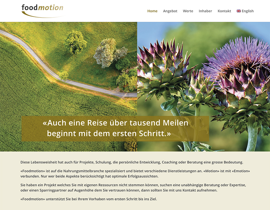foodmotion 1 – Referenzbild von laufweite Webdesign & Corporate Design | Raum Zürich
