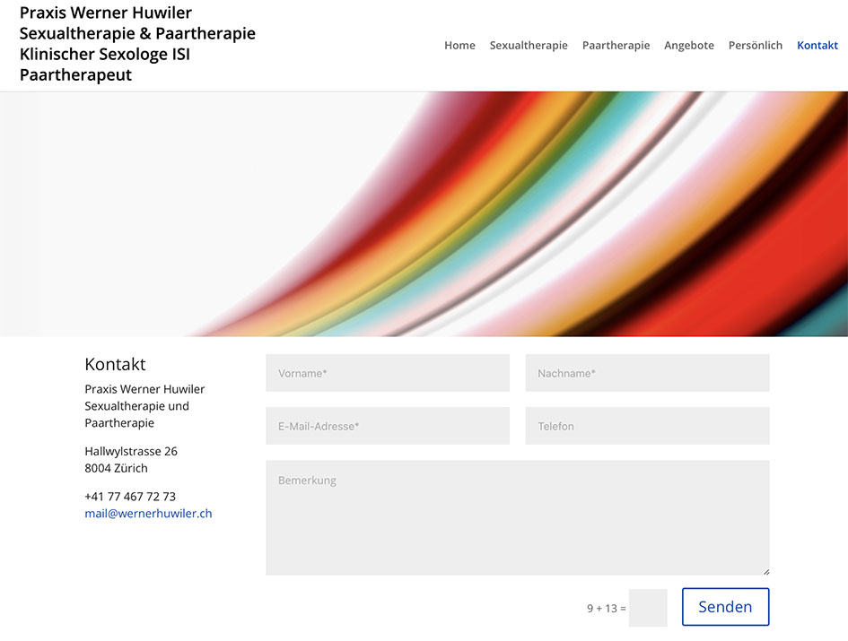 Werner Huwiler, Sexualtherapeut – Referenzbild 2 von laufweite Webdesign & Corporate Design | Raum Zürich