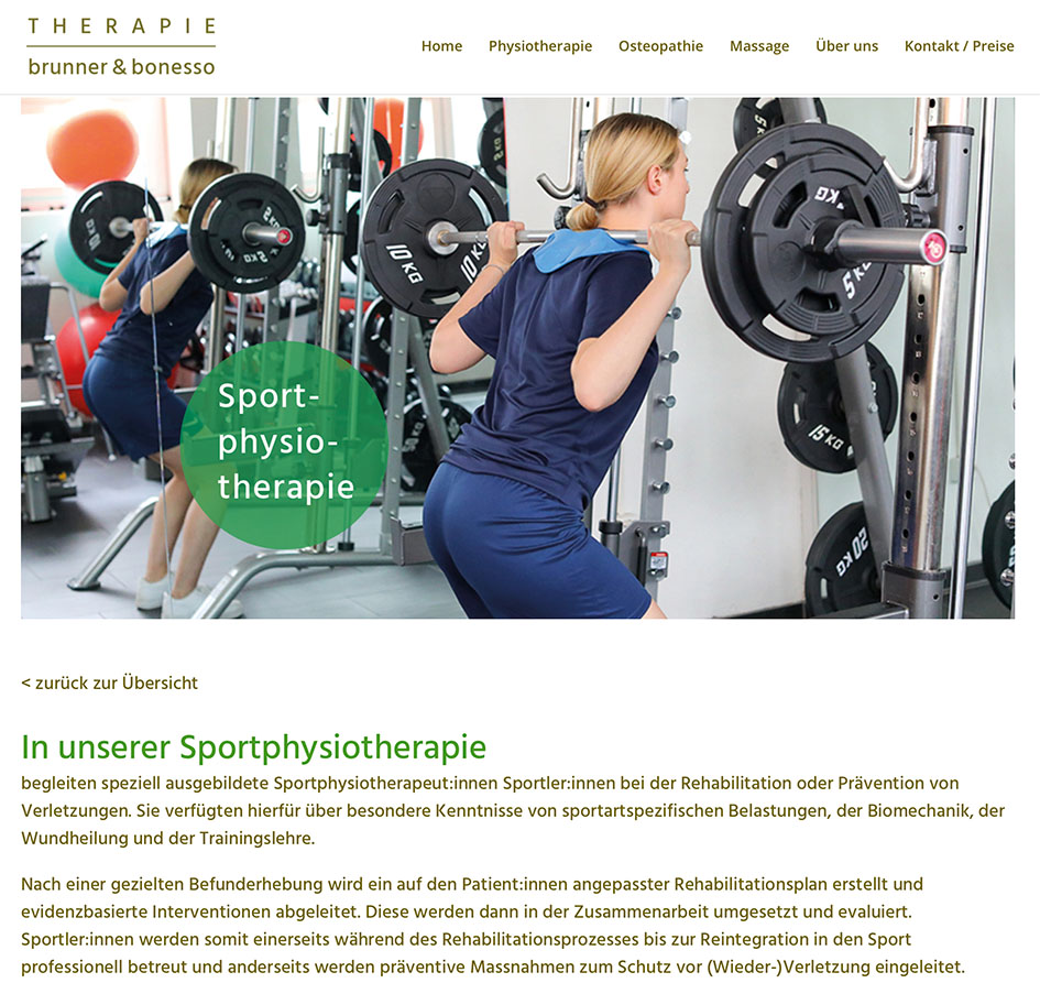 Therapie Brunner & Bonesso 2 | laufweite, Corporate Design & Webdesign