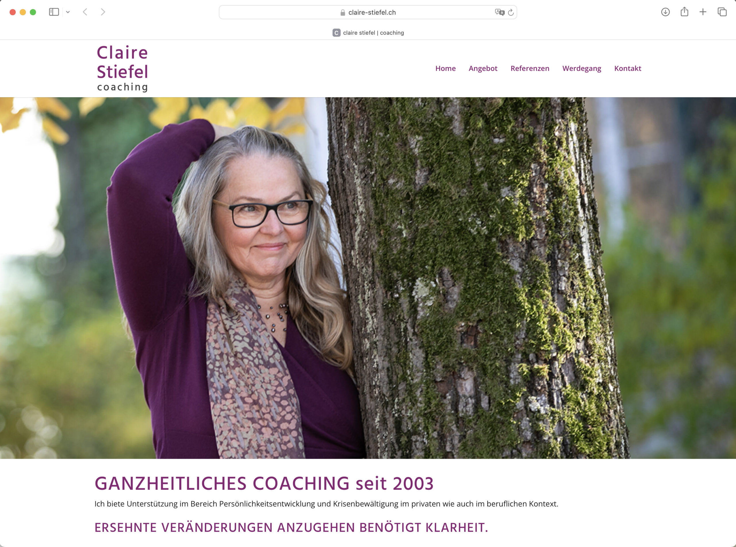 Claire Stiefel coaching 1 – Referenzbild von laufweite Webdesign & Corporate Design | Raum Zürich