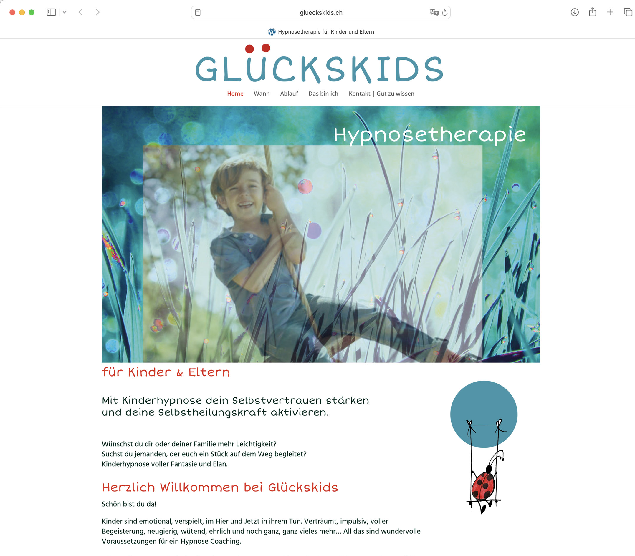 Kinderhypnose Webdesign